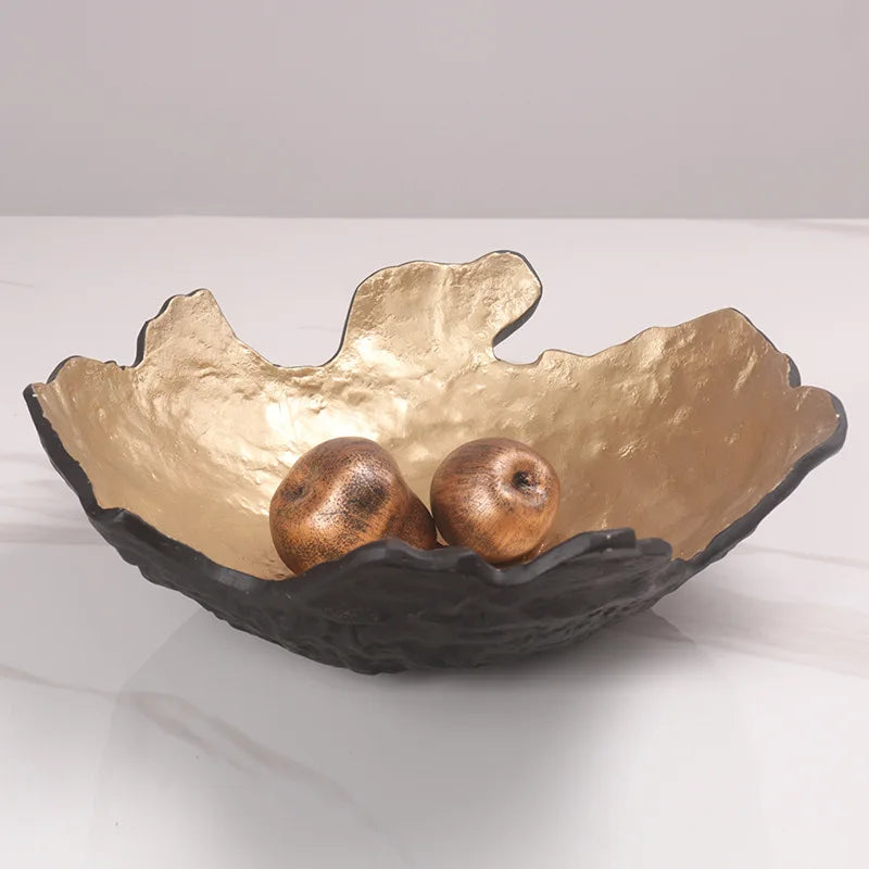 Afralia™ Golden Resin Fruit Bowl Tray for Home Decor and Storage