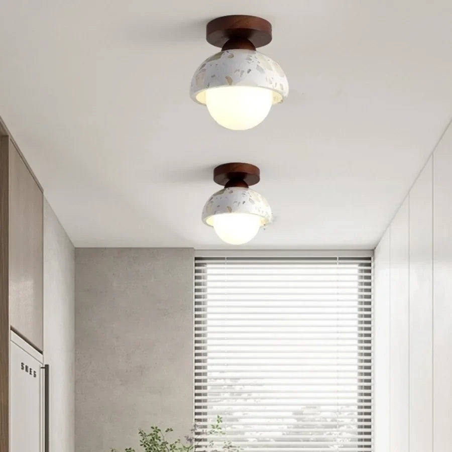 Afralia™ Wabi Sabi LED Ceiling Lights for Corridor, Stair, Restaurant, Terrazzo, Marble Stone & Wood