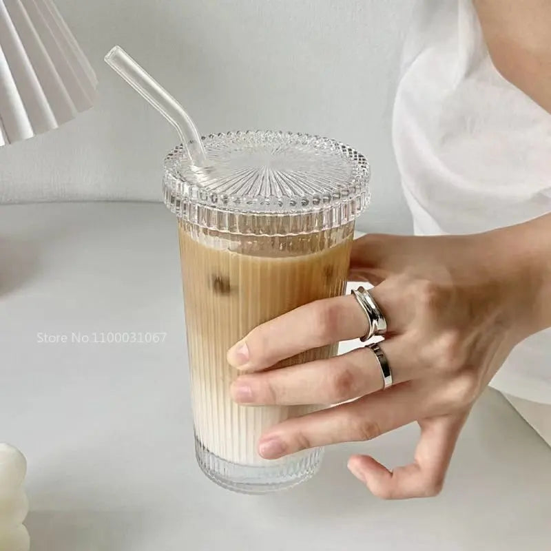 Afralia™ Glass Straw Cup - Elegant Japanese Style Milk Coffee Tea Wedding Gift