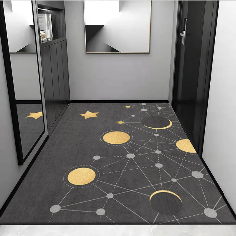 Afralia™ Grey Crystal Velvet Entrance Rug - Luxe Absorbent, Anti-Slip, Easy-Clean Living Room Carpet