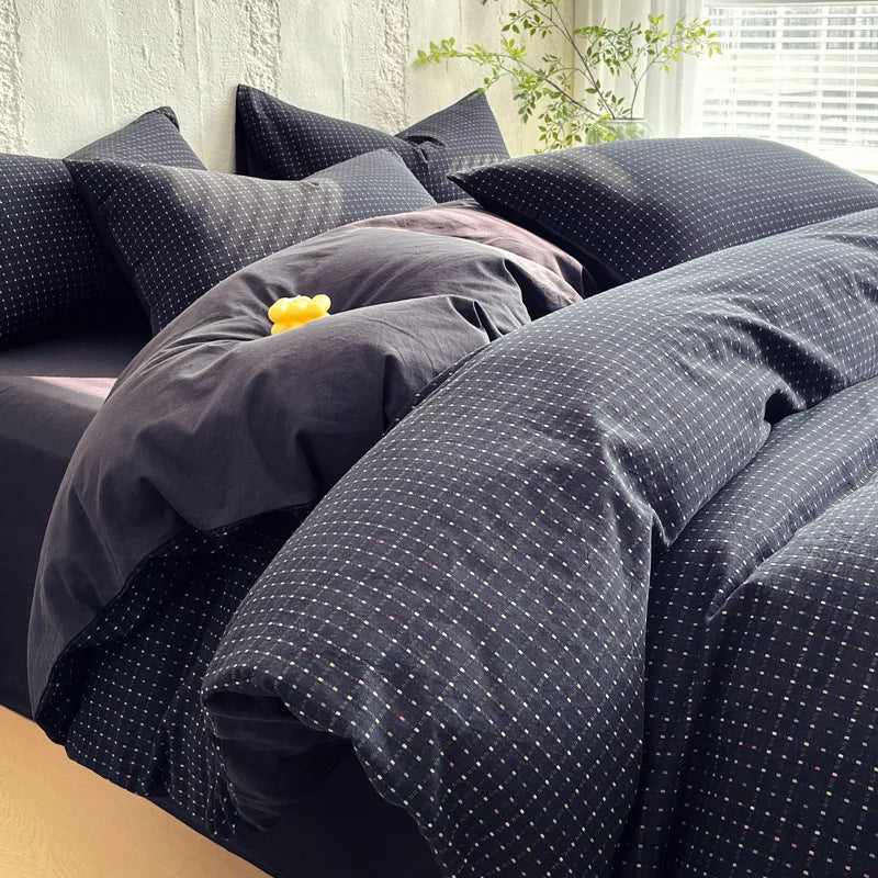 Afralia™ Luxury Striped Jacquard Cotton Bedding Set - Ultra Soft Duvet Cover Kit