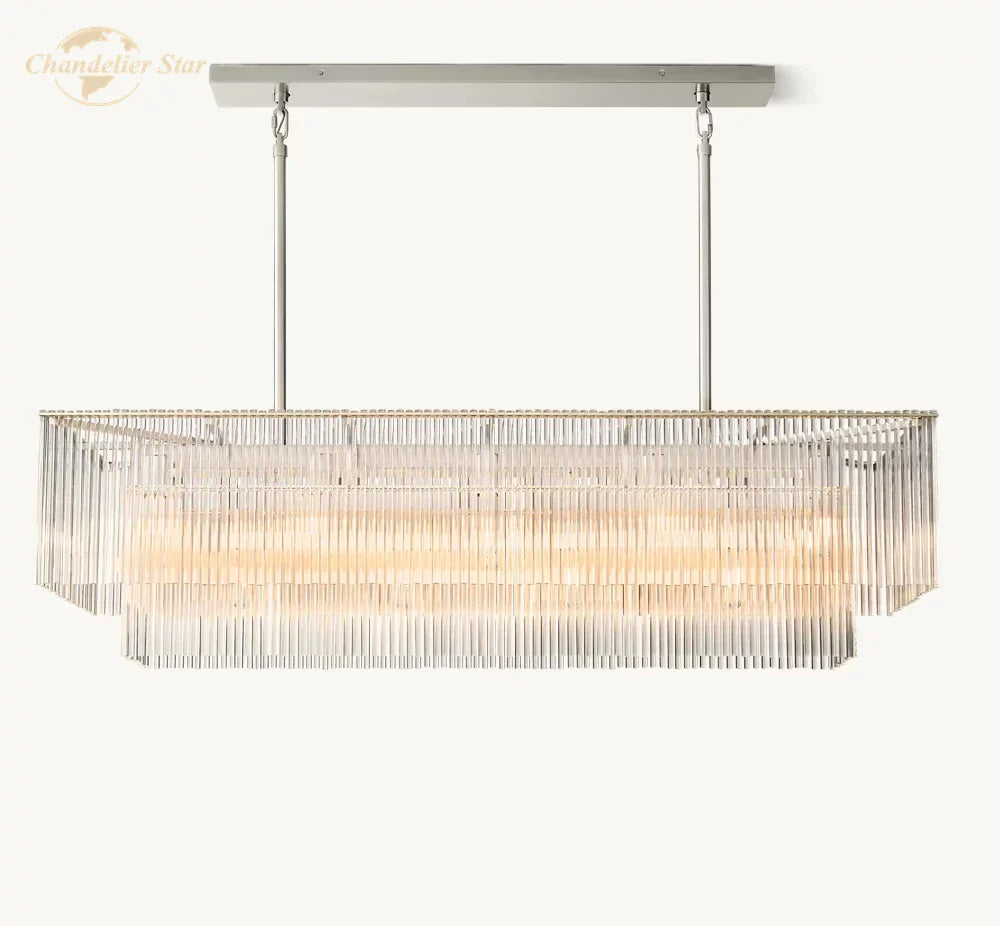 Afralia™ Amadeo Crystal LED Chandelier: Modern Rectangular Pendant Light for Kitchen Island, Dining Room