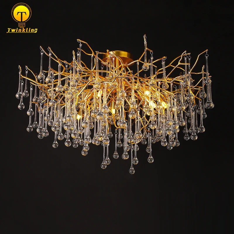 Afralia™ Gold Tree Branch Chandelier for Dining Room