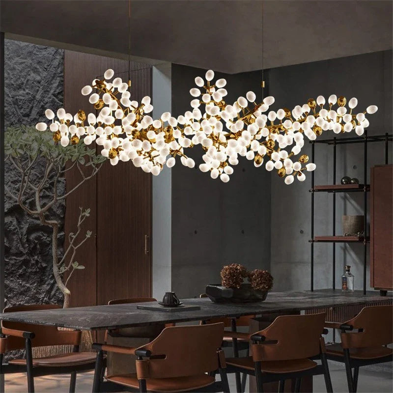 Afralia™ Gold Grape Luxury Glass Pendant Chandeliers for Living Room and Kitchen