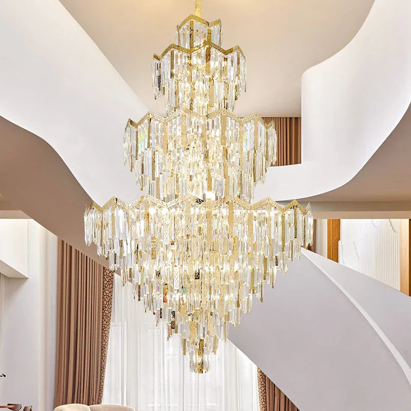 Afralia™ Crystal Chandelier | Modern Luxury Duplex Building Chandelier for Villa and Hotel