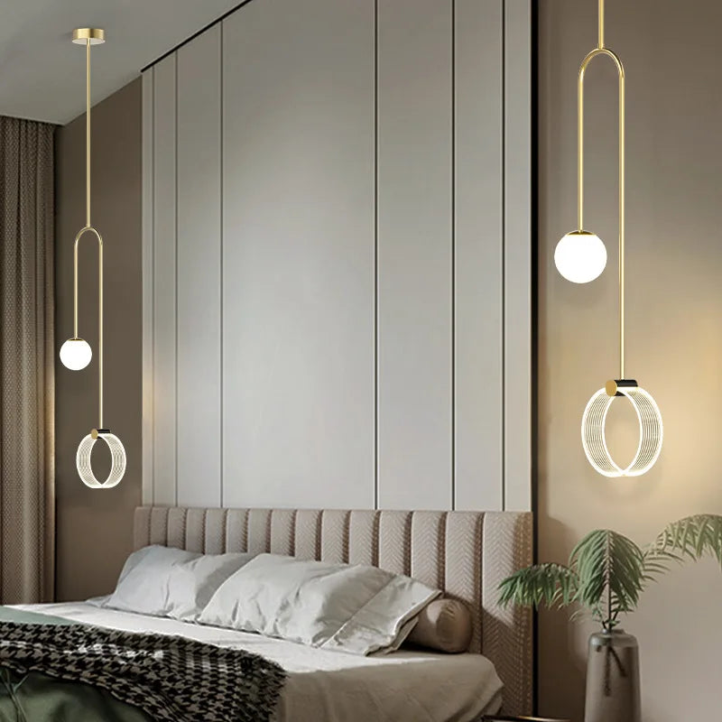 Afralia™ Gold Luxury LED Pendant Light for Living Room, Bedroom, and Restaurant