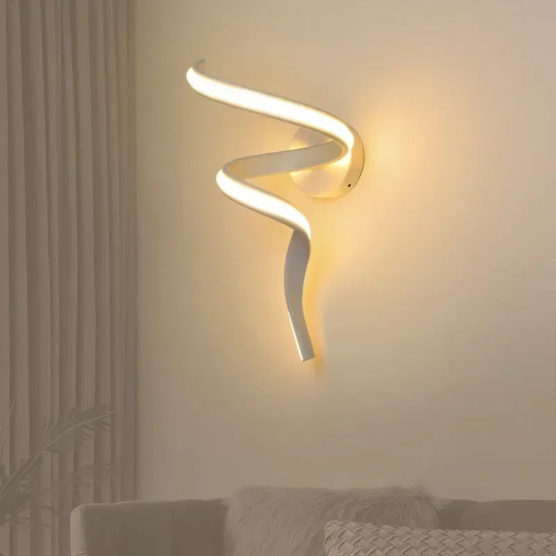 Afralia™ Modern Spiral Wall Lamp Iron Sconce for Living Bedroom Background Lighting