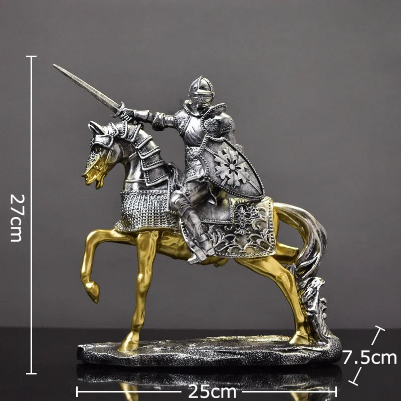 Afralia™ Heavy Armored Knight Resin Statue Decoration for Desk and Room Aesthetic