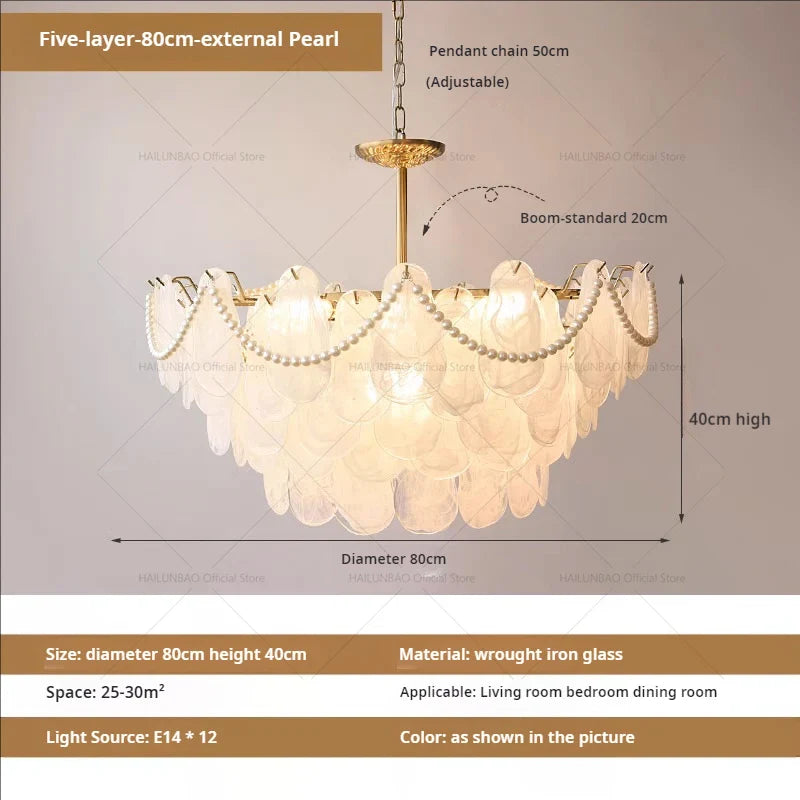 Afralia™ French Chandelier Garden Light with K9 Crystal | Elegant Pearl Shell Design