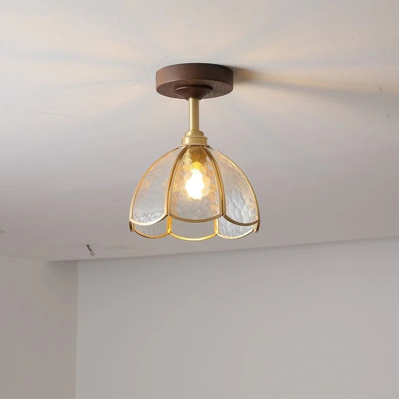 Afralia™ LED Glass Wood Ceiling Lamp for Modern Indoor Lighting and Decoration