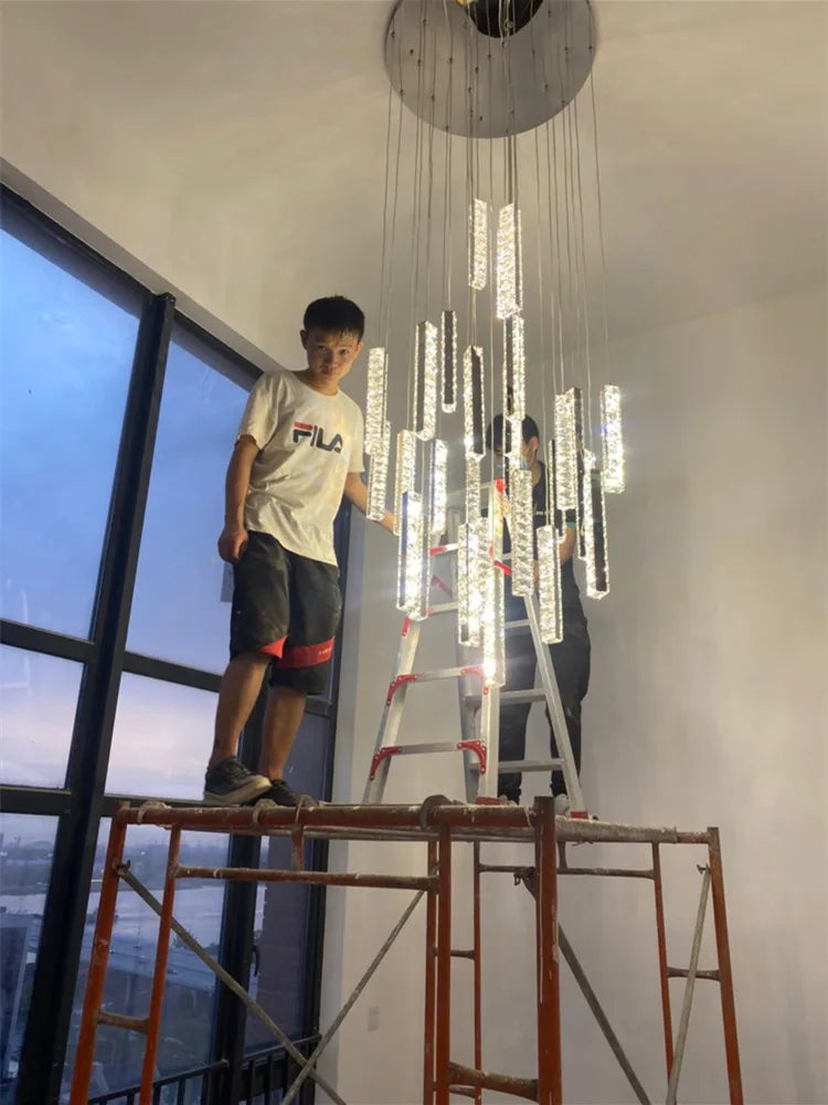 Afralia™ Modern Crystal LED Chandelier for Living Room - Luxury Hanging Lamps
