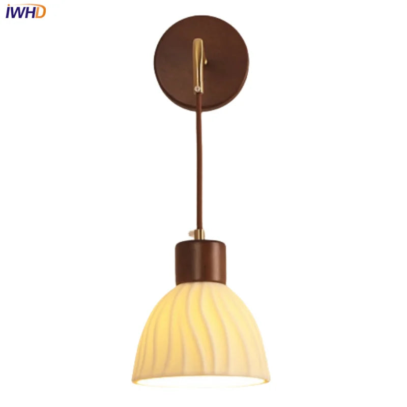 Afralia™ Adjustable LED Wall Light Fixture with Ceramic Wood Base for Home Decor
