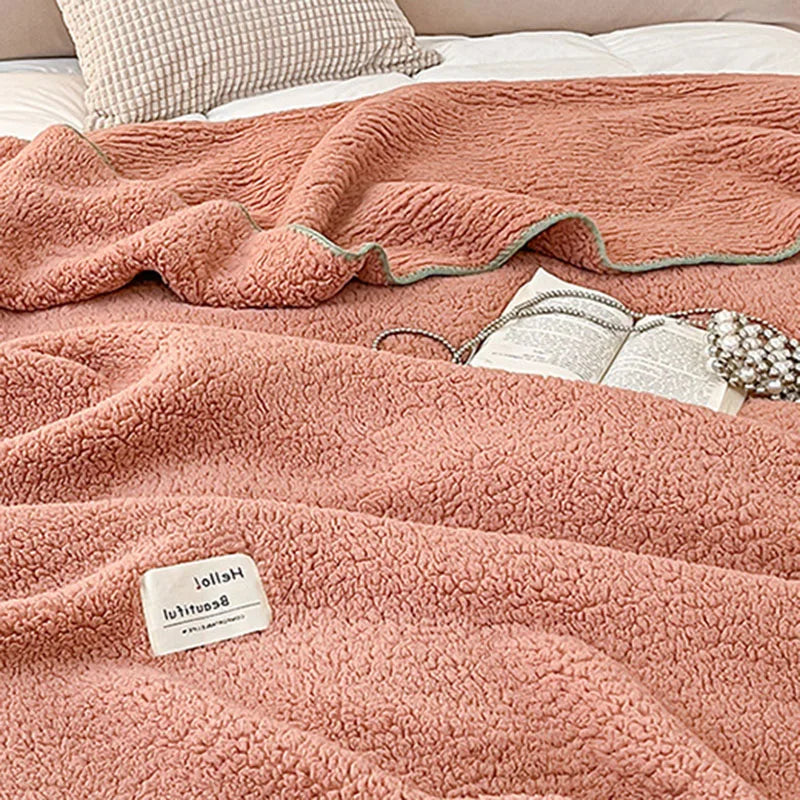 Afralia™ Soft Shell Edge Lamb Wool Blanket - A-Class Comfort for Adults