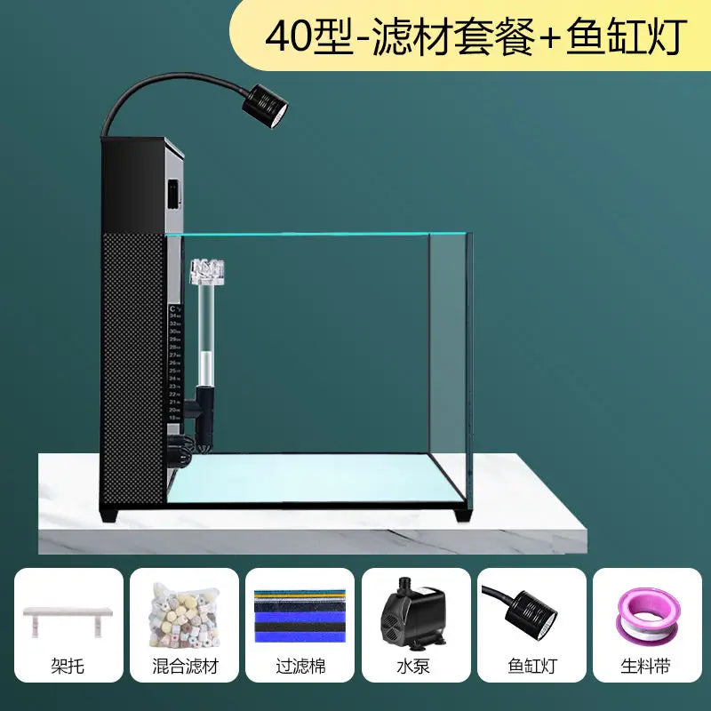 Afralia™ Ultra White Glass Goldfish Tank with Triple Water Purification System