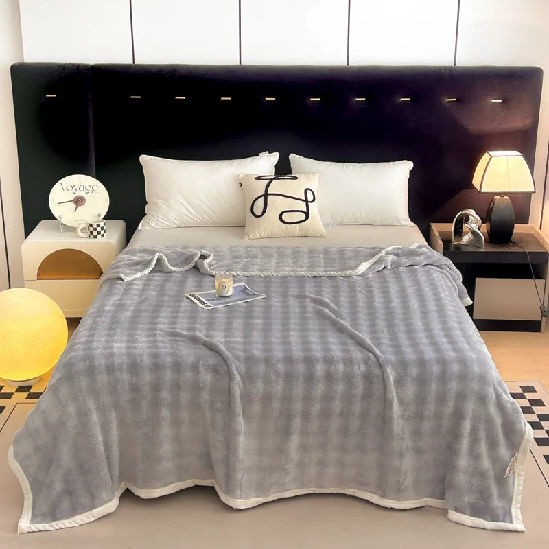 Afralia™ Plush Flannel Sofa Blanket Double Sided Velvet Nap Shawl