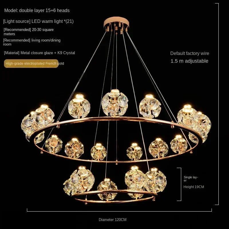 Afralia™ Crystal Glass Ball Chandelier for Dining Living Room Kitchen Island Hall Lighting