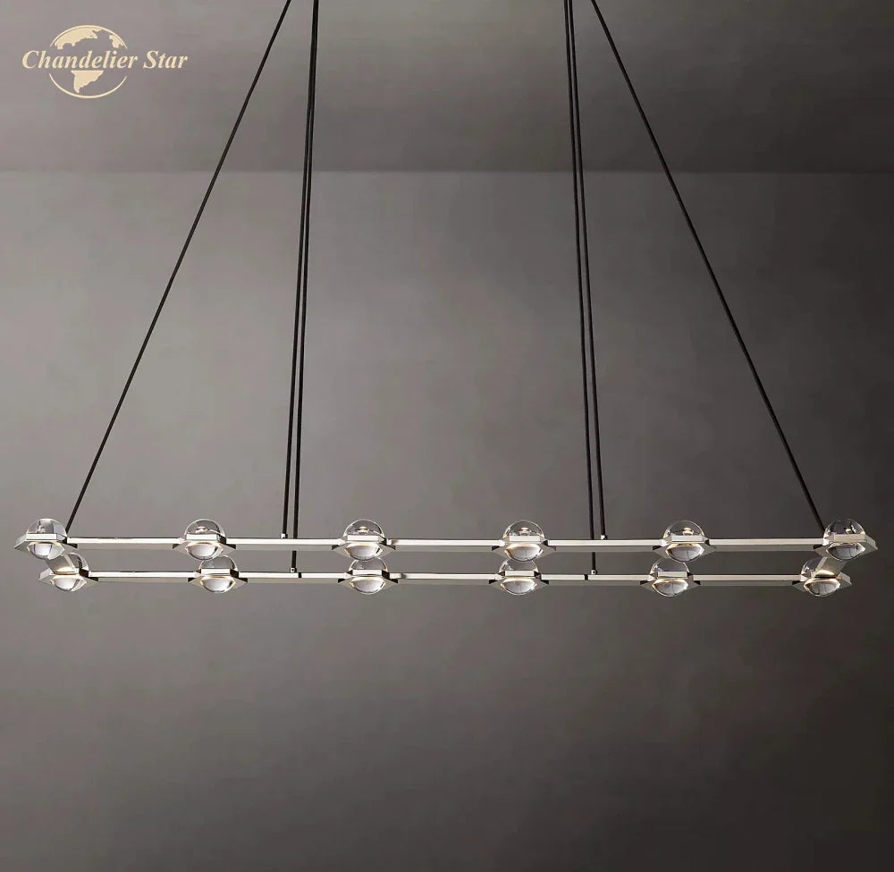 Afralia™ Éclatant Crystal Chandelier - Luxe Rectangular Pendant Light for Home Décor