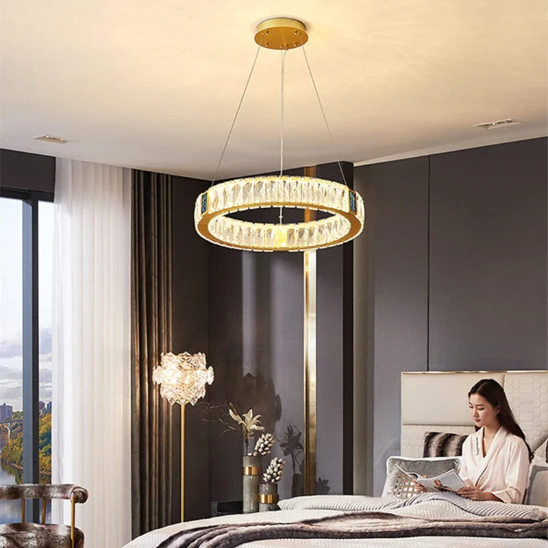 Afralia™ Crystal LED Chandelier for Kitchen Dining Room Duplex Villa Lighting Fixtures