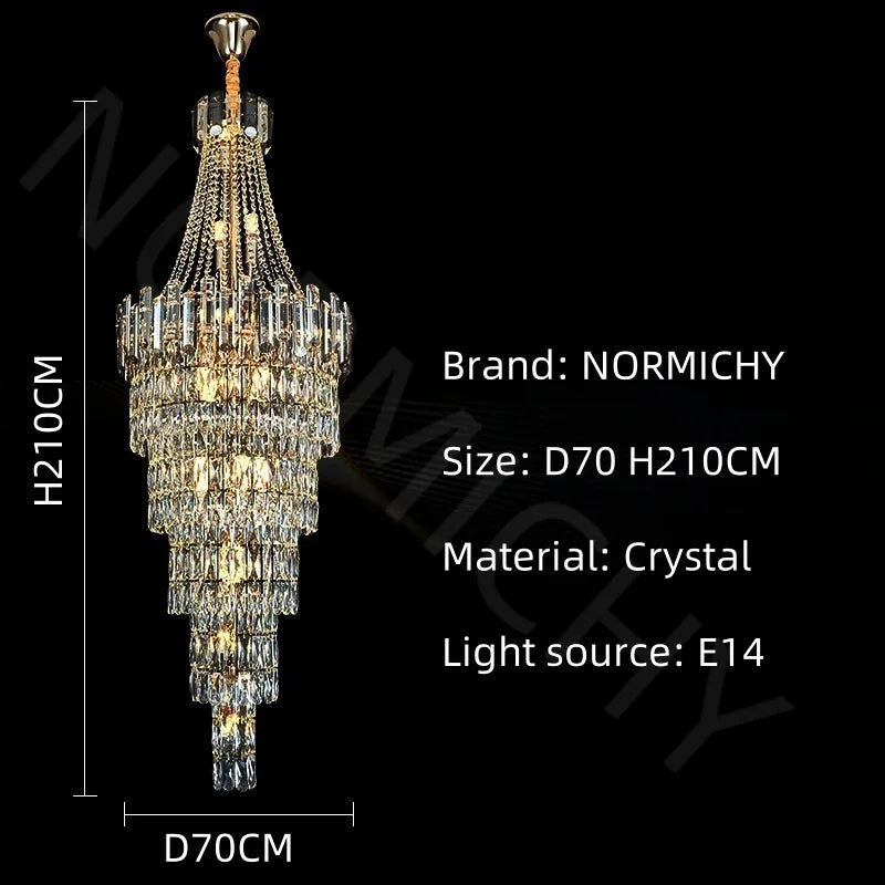 Afralia™ Crystal Chandelier Staircase Light LED Luxury Decoration