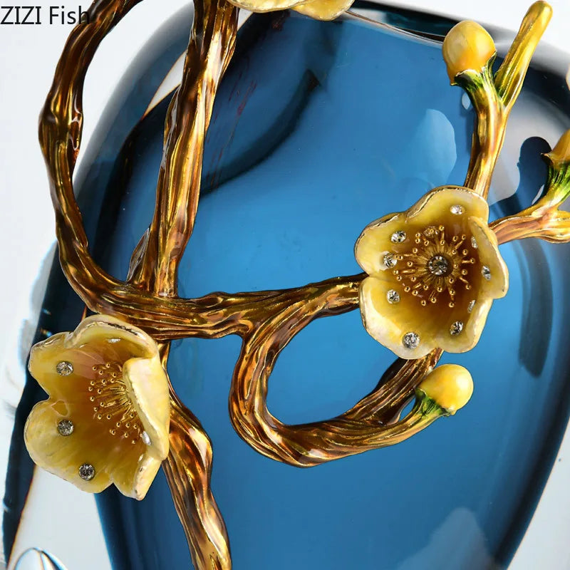 Afralia™ Ocean Heart Glass Vase - Transparent Blue Floral Room Decor