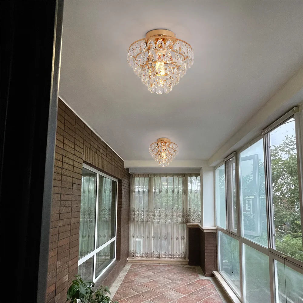 Afralia™ Crystal LED Chandelier Ceiling Lamp for Living Dining Room Decor