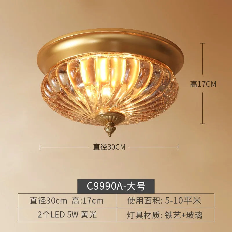 Afralia™ Modern Round Glass Ceiling Light LED E27 Gold/Black for Bedroom Cafe