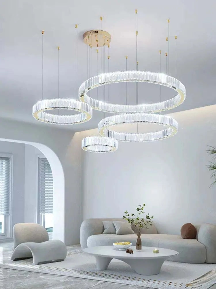 Afralia™ Luxury Crystal Chandeliers: Dimmable LED Steel Lighting for Villa Staircase & Foyer