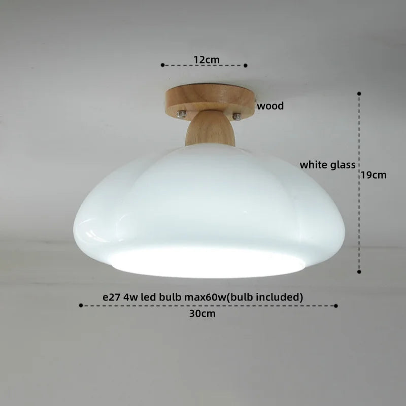 Afralia™ Glass LED Ceiling Lamp Copper Walnut Modern Living Room Lighting Fixtures