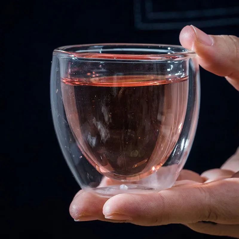 Afralia™ Double Wall Borosilicate Glass Mug Set for Tea Coffee Juice Bar Drinkware