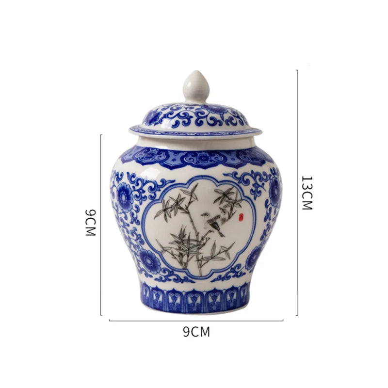 Afralia™ Blue White Porcelain Tea Pot Canister for Sealed Storage Organization