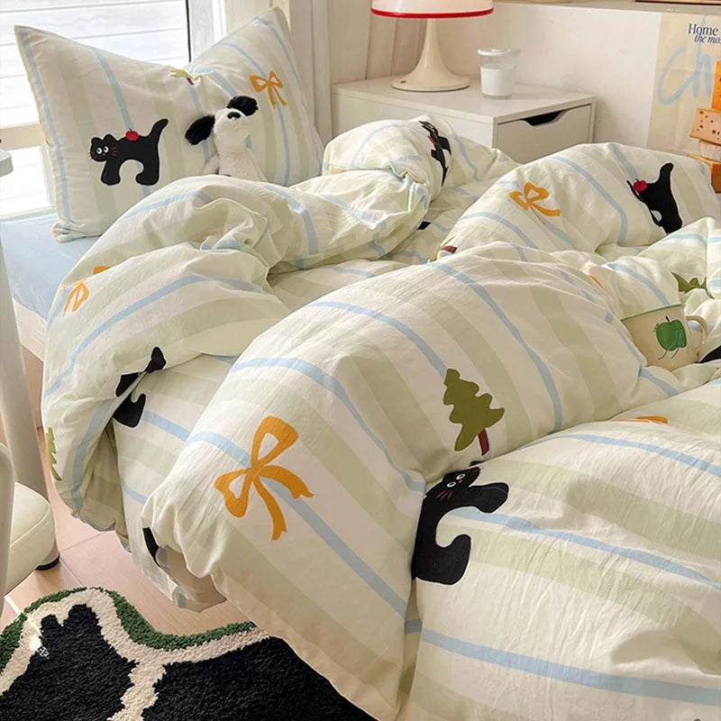 Afralia™ Cartoon Style Cotton Printed Bedding Sets in Single/Double Size