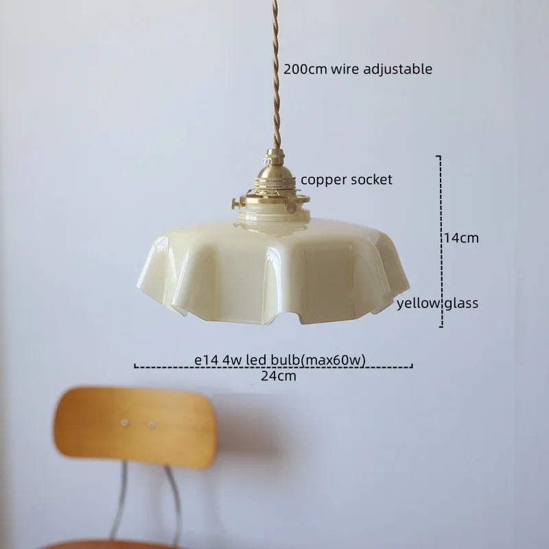 Afralia™ Yellow Glass LED Pendant Light: Modern Nordic Hanging Lamp for Dining Room & Kitchen