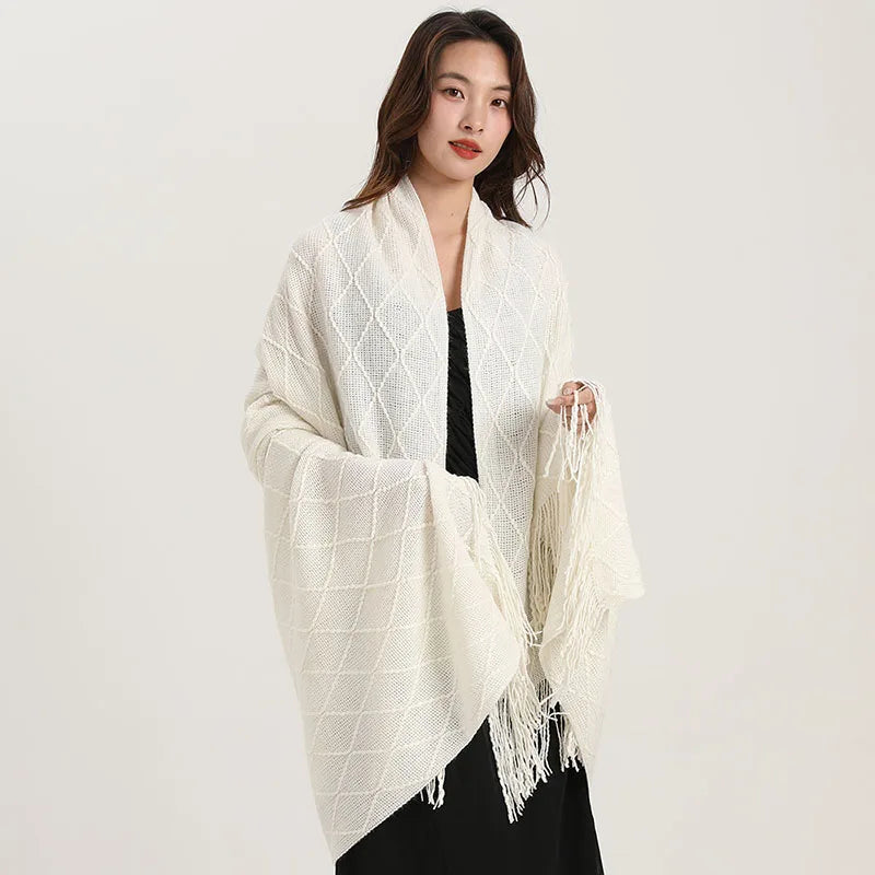 Afralia™ Knitted Diamond Blanket: Versatile Solid Shawl for Home, Office, Travel