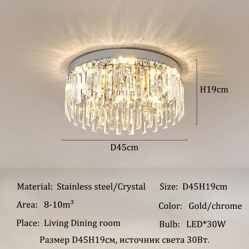 Afralia™ Chrome Crystal Ceiling Lights: Modern Luxury for Living & Dining Room