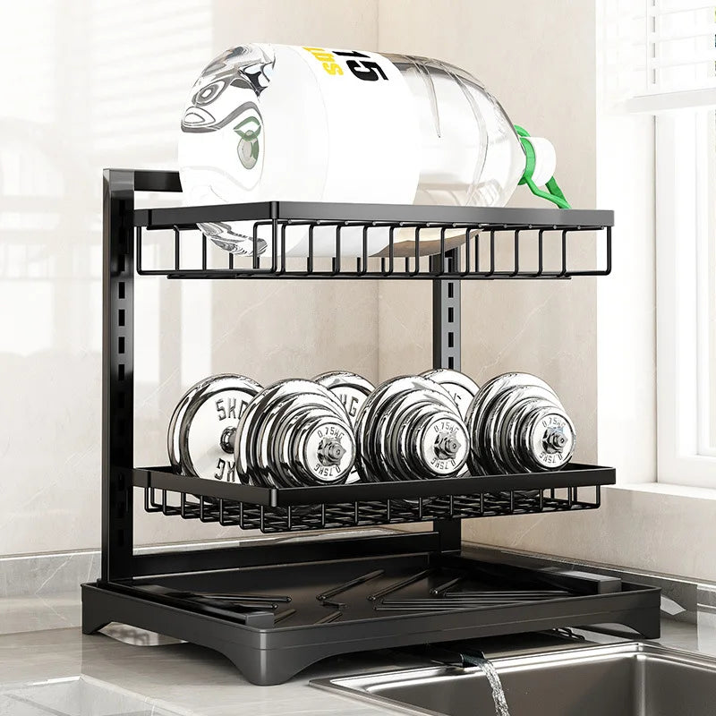 Afralia™ Dish Drying Rack & Drainboard Set with Tableware Storage, Towel Rack, and Chopstick Cage