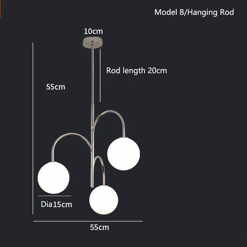 Afralia™ Glass Ball Chrome Chandelier Pendant Light Ceiling Mount Suspension Lamp