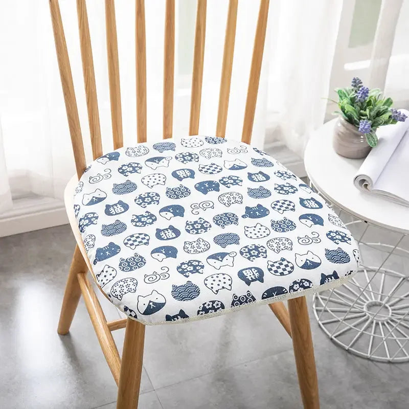 Afralia™ Cotton Hemp Dining Chair Cushion - Nordic Print, Non-Slip, Comfortable Office & Living Decor