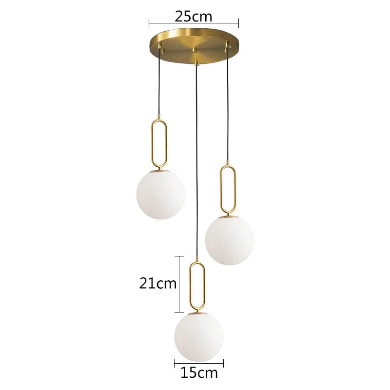 Afralia™ Nordic Glass Ball Brass Pendant Lamp for Modern Living Spaces