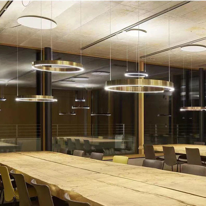 Afralia™ Rose Gold C-Shaped Pendant Light for Luxury Home Dining Room Hall