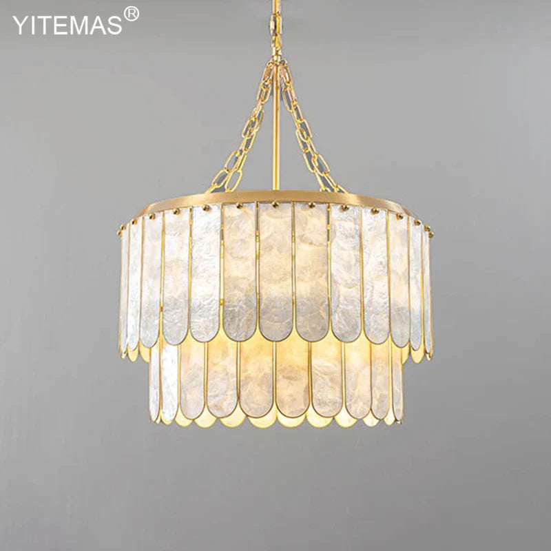 Afralia™ Gold Shell Chandelier: Elegant Hanging Lighting for Living Room, Bedroom, Kitchen