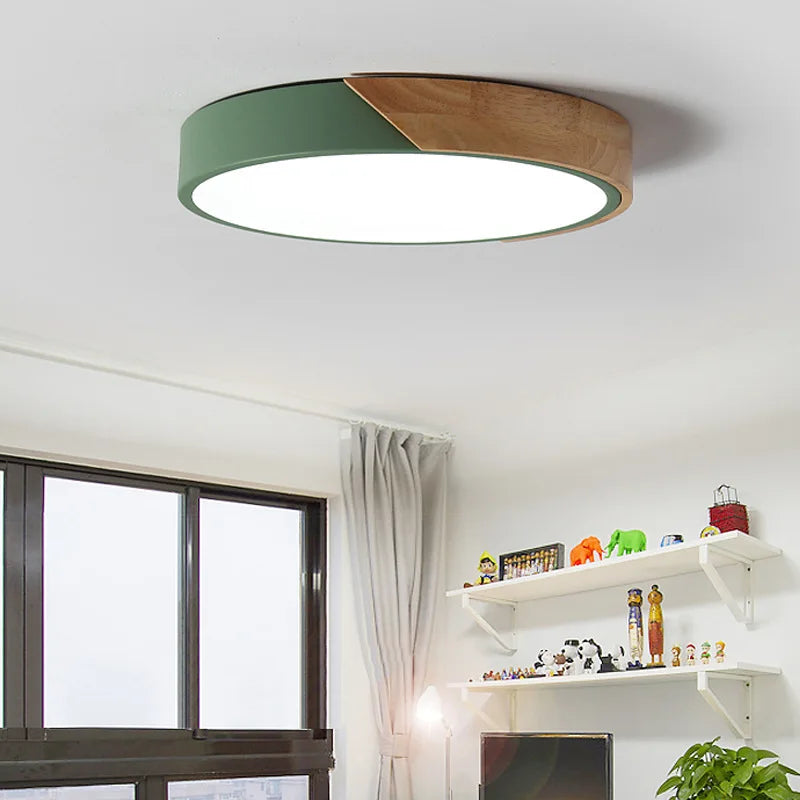 Afralia™ Round LED Wood Ceiling Lamp, Modern Nordic Design for Home Living Room Bedroom