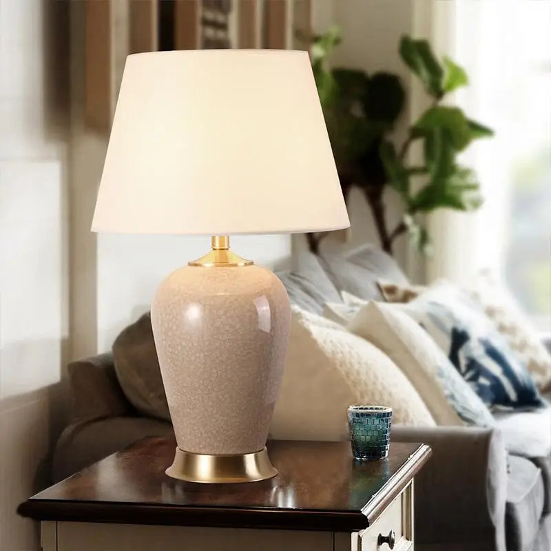 Afralia™ Ice Crack Ceramic Table Lamp for Bedroom and Study