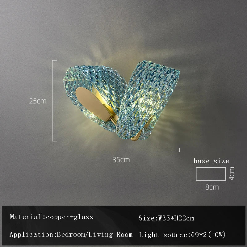 Afralia™ Blue Glass Flower Ceiling Chandelier Copper Hanging Lamps