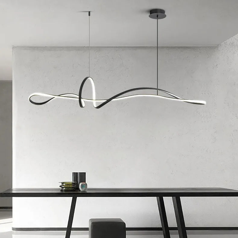 Afralia™ Minimalist LED Chandelier for Dining Room with Long Strip Design