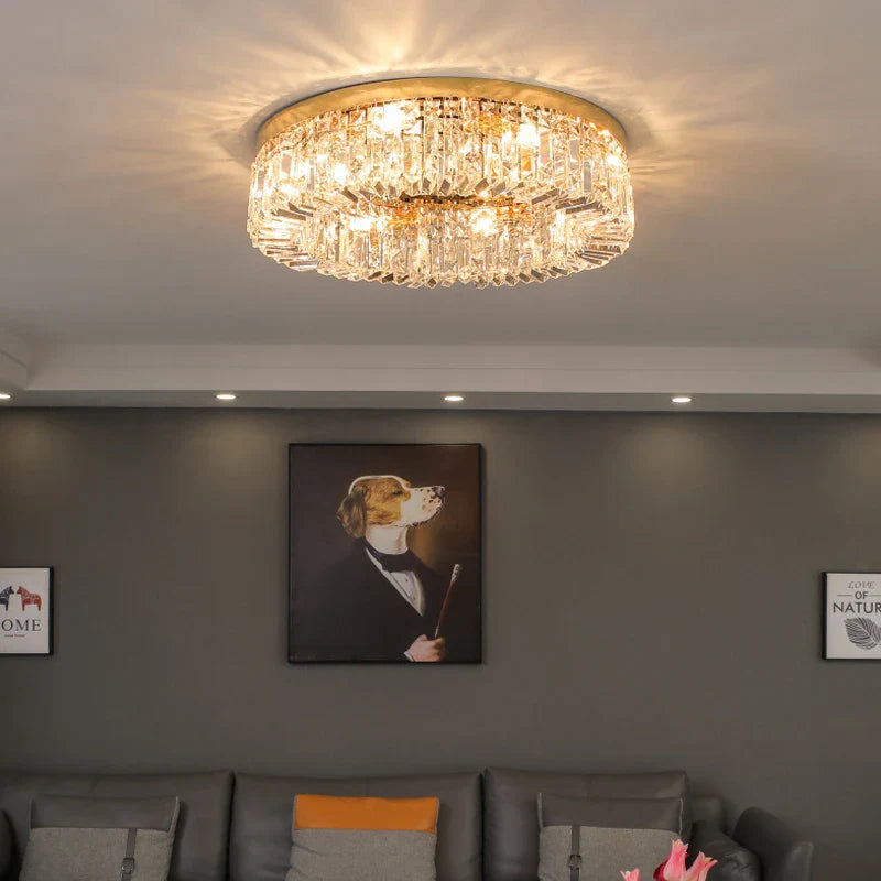 Afralia™ Crystal LED Ceiling Lights: Elegant Lighting Fixture for Living Room Bedroom Kitchen Decor
