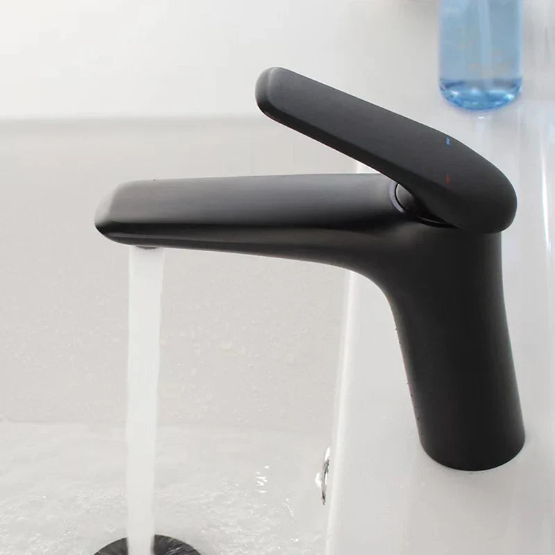 Afralia™ Basin Faucet: Single Handle Mixer Tap in Black/Chrome/Grey/Gold with Hot Cold Water