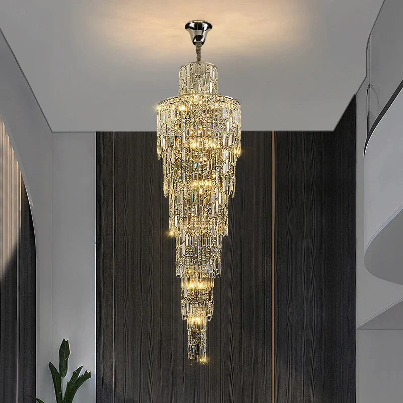 Afralia™ Luxury Crystal Chandelier for Villa Living Room, Hotel Hall, Duplex Floor, Rotating Staircase