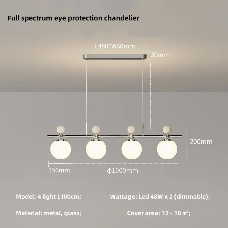 Afralia™ Modern LED Chandelier Glass Metal Health Eye Protect Living Room Light