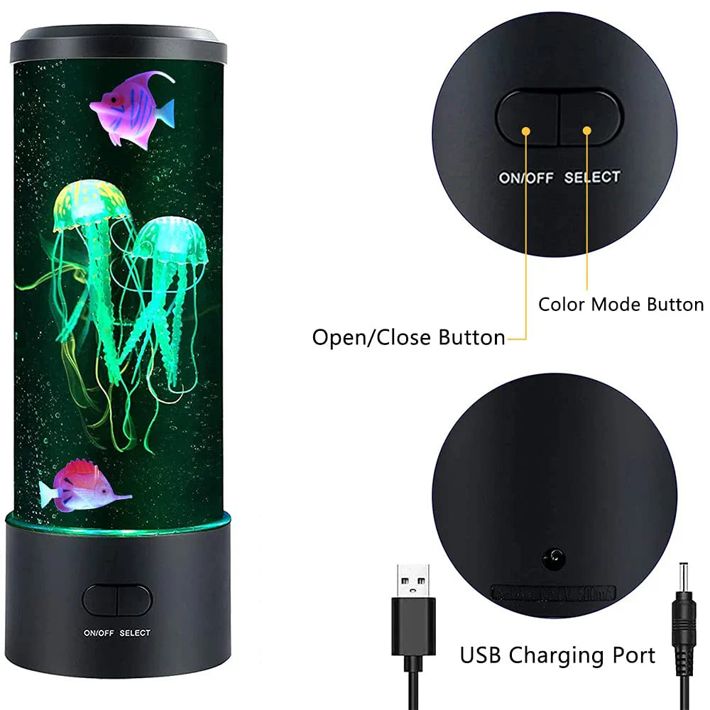 Afralia™ Jellyfish Lamp: Remote Control LED Night Light, Color Changing Aquarium Décor, USB Charging