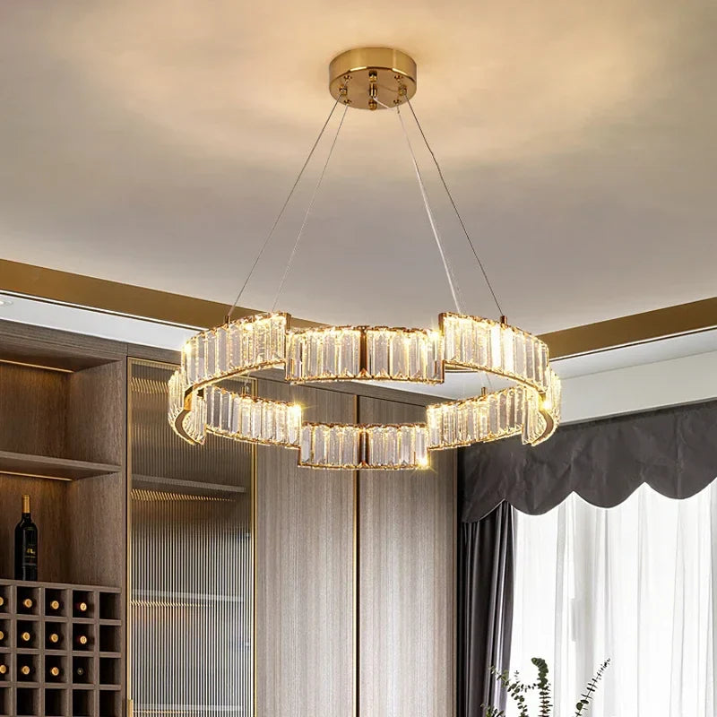 Afralia™ Crystal Pendant Chandelier: Modern Luxury LED Fixture for Living Dining Kitchen Bedroom